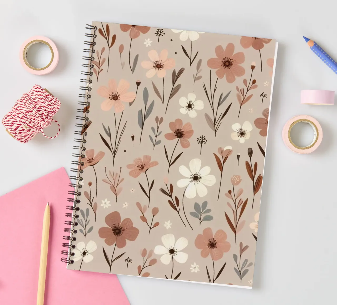 Whispering Blooms spiral notebook by Botanical Pattern House