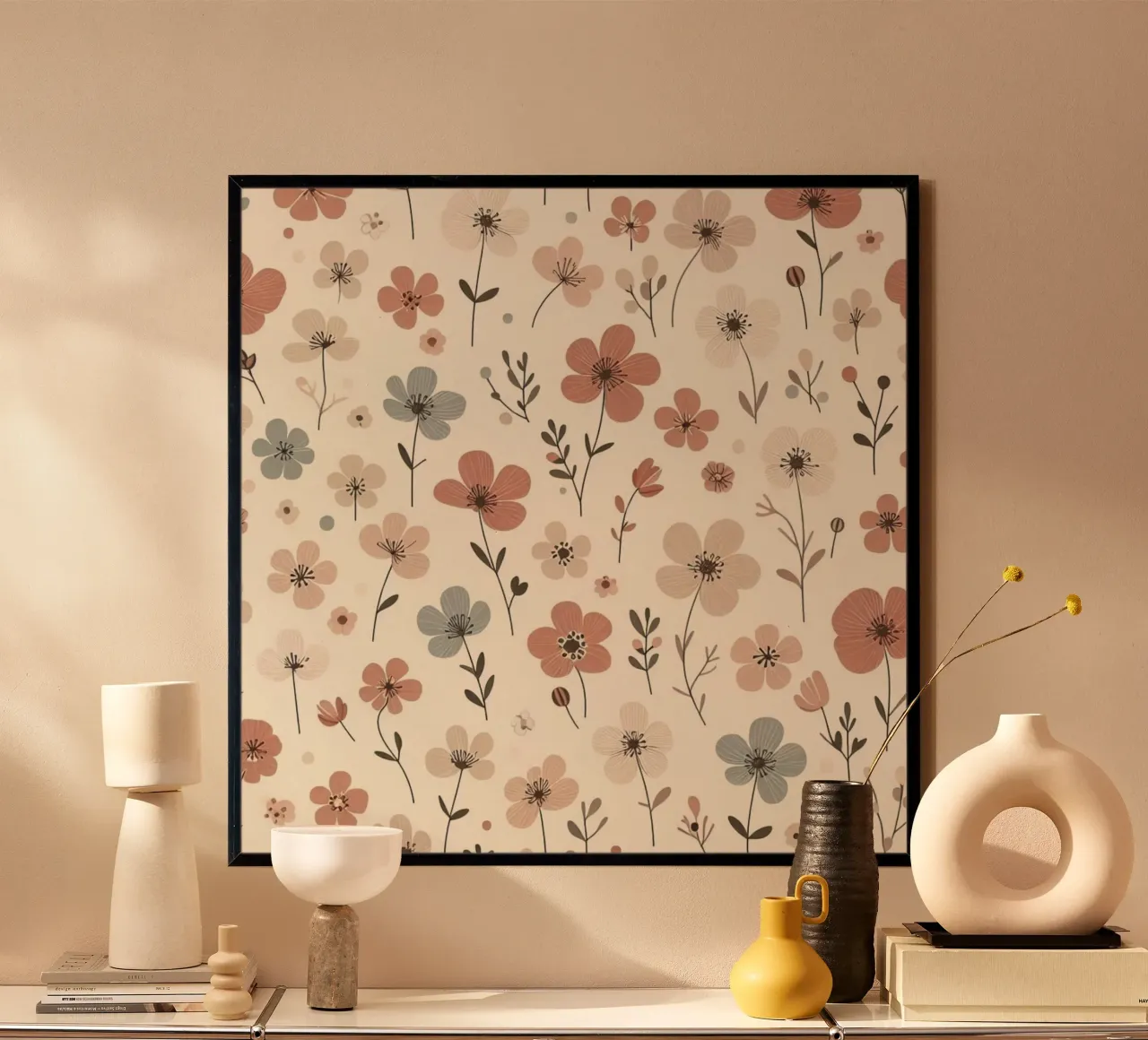 Fiori che sussurrano poster con telaio in alluminio da Botanical Pattern House