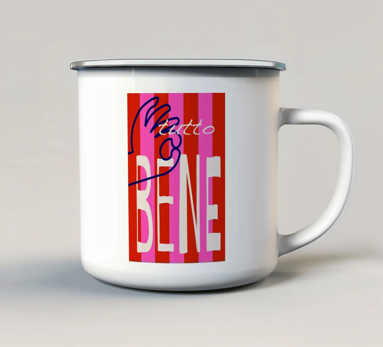 tutto bene. tazza in smalto da FRICKE DESIGN