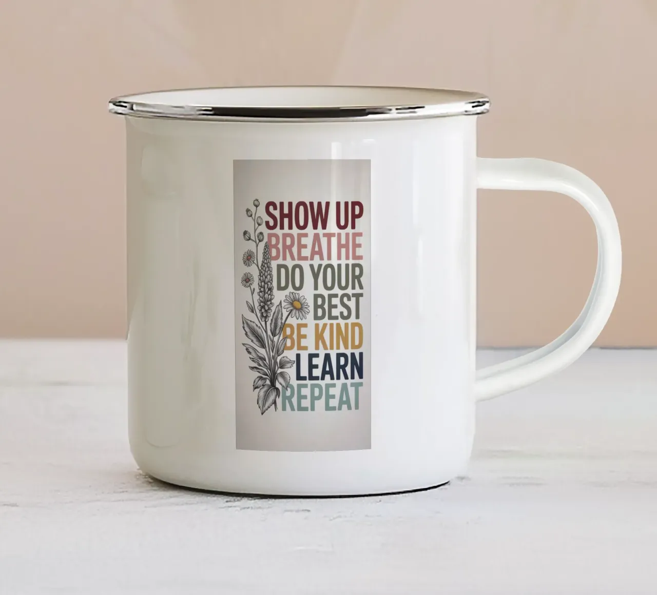 SHOW UP enamel mug by 20 Farben