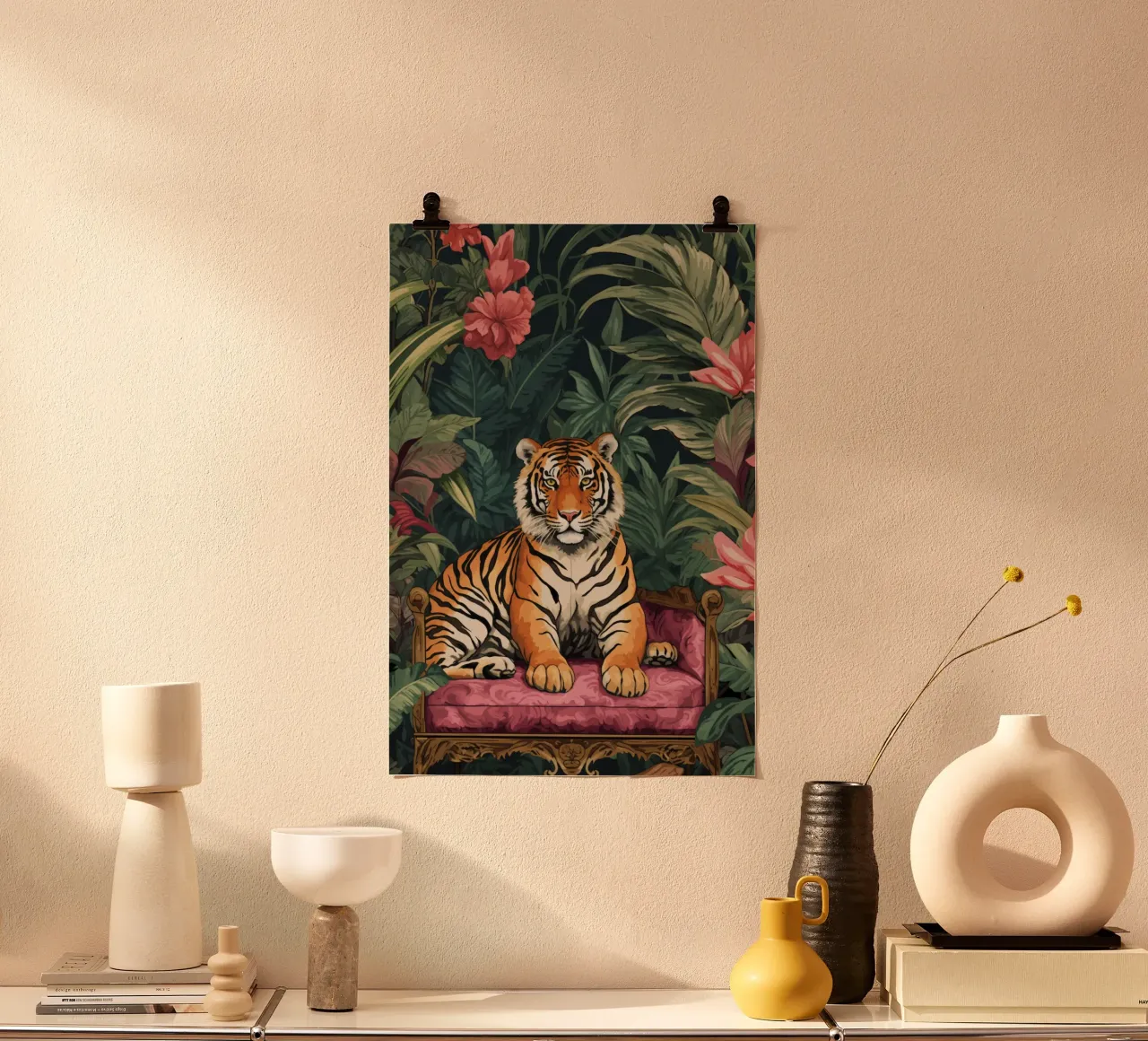 Salone della giungla tropicale delle tigri carta hahnemühle da Andrea Haase Modern Home