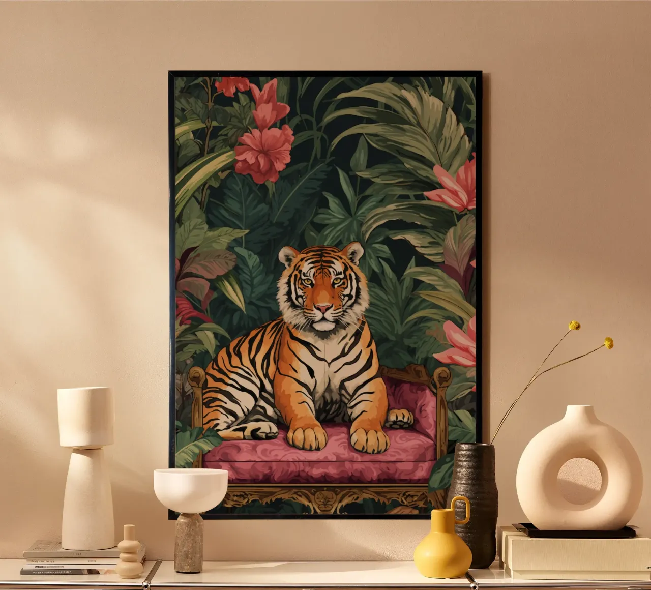 Salone della giungla tropicale delle tigri carta hahnemühle da Andrea Haase Modern Home