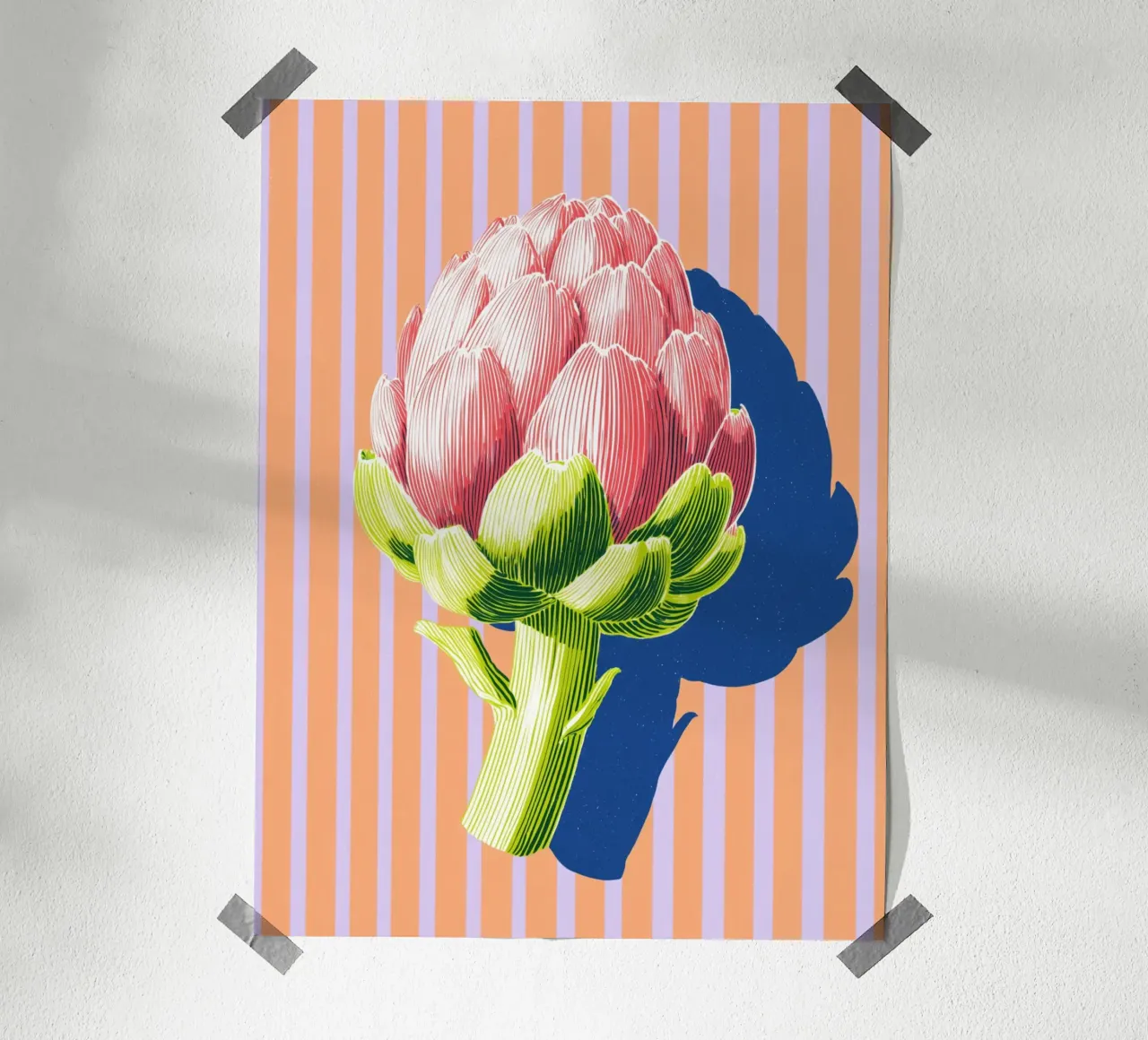 Carciofi vintage chic poster con telaio in legno da Carinaprint