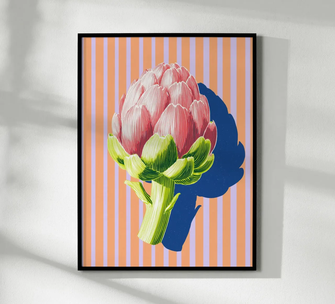 Carciofi vintage chic poster con telaio in legno da Carinaprint