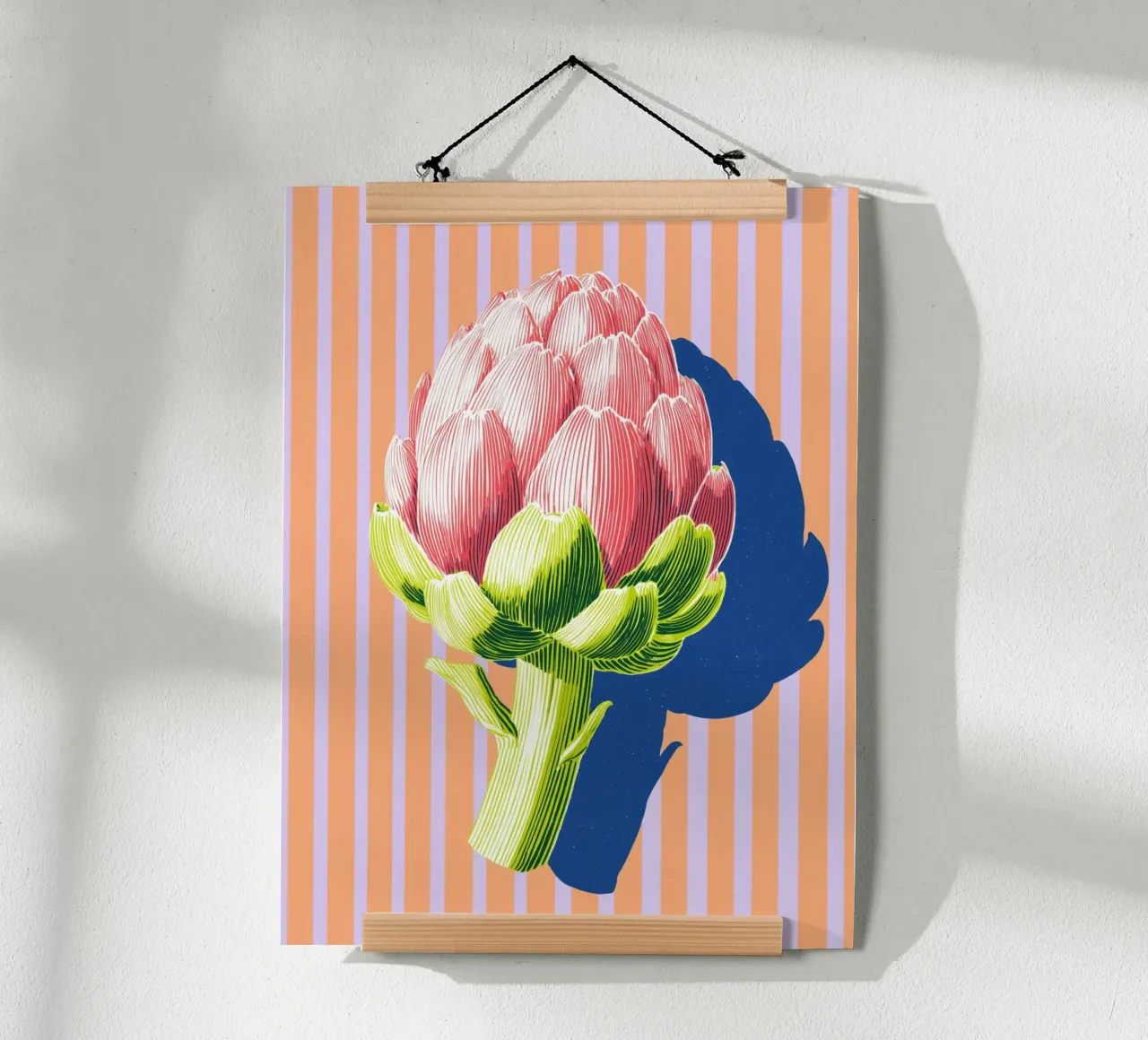 Carciofi vintage chic poster con telaio in legno da Carinaprint