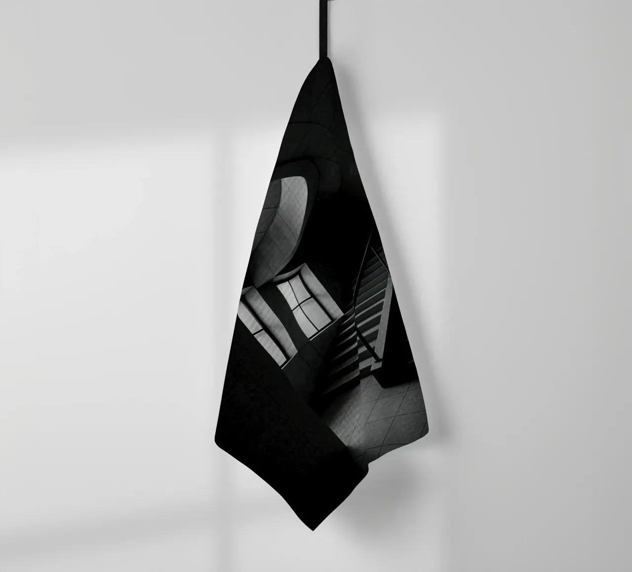 Berlin Interior - Concrete Silence tea towel by Black & White