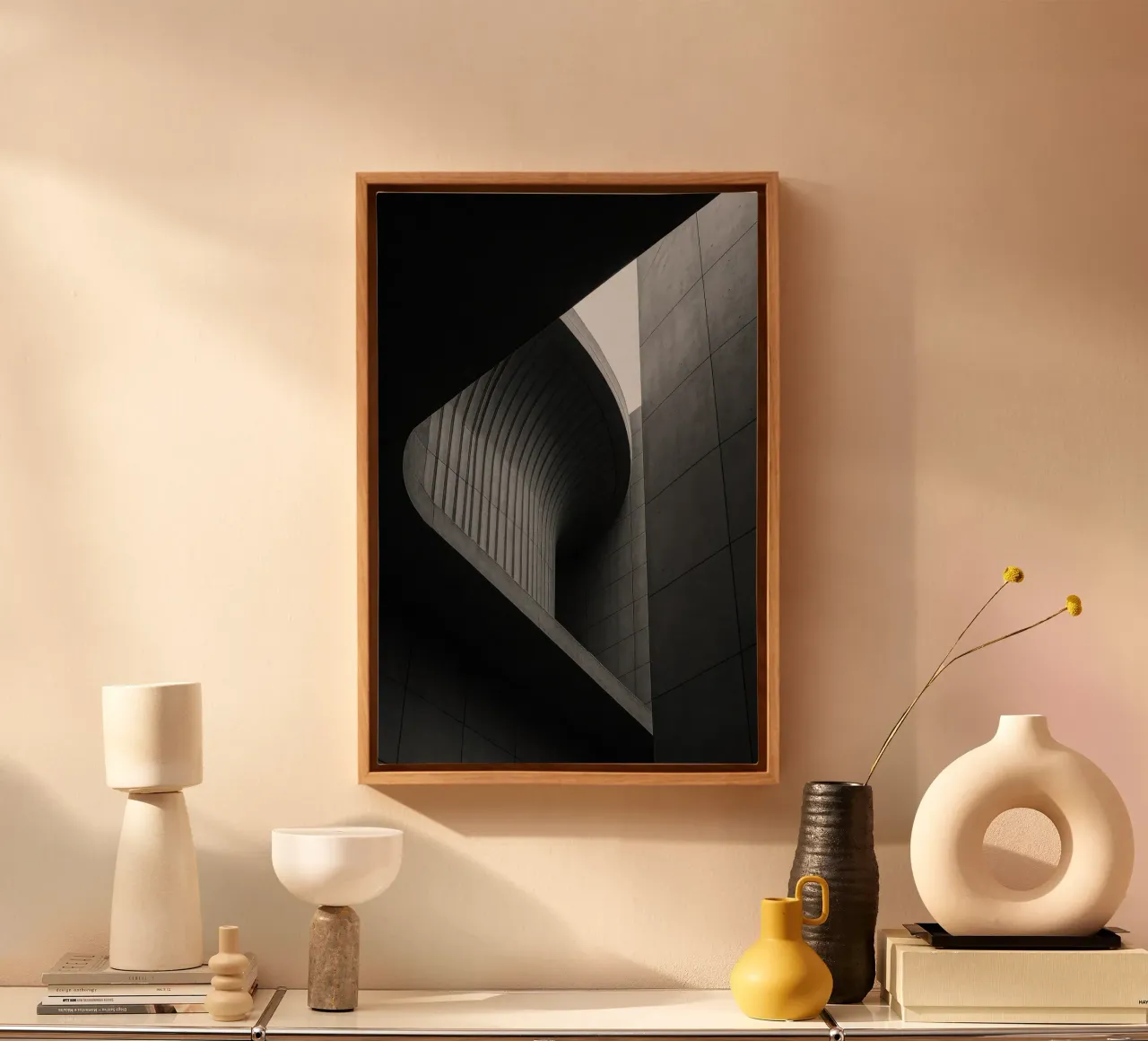 Berlino Abstrait - Courbes de Silence tela con Cornice a cassetta da Black & White