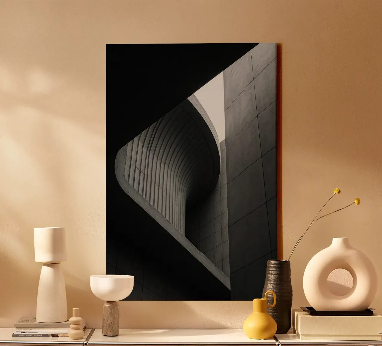 Berlino Abstrait - Courbes de Silence tela con Cornice a cassetta da Black & White