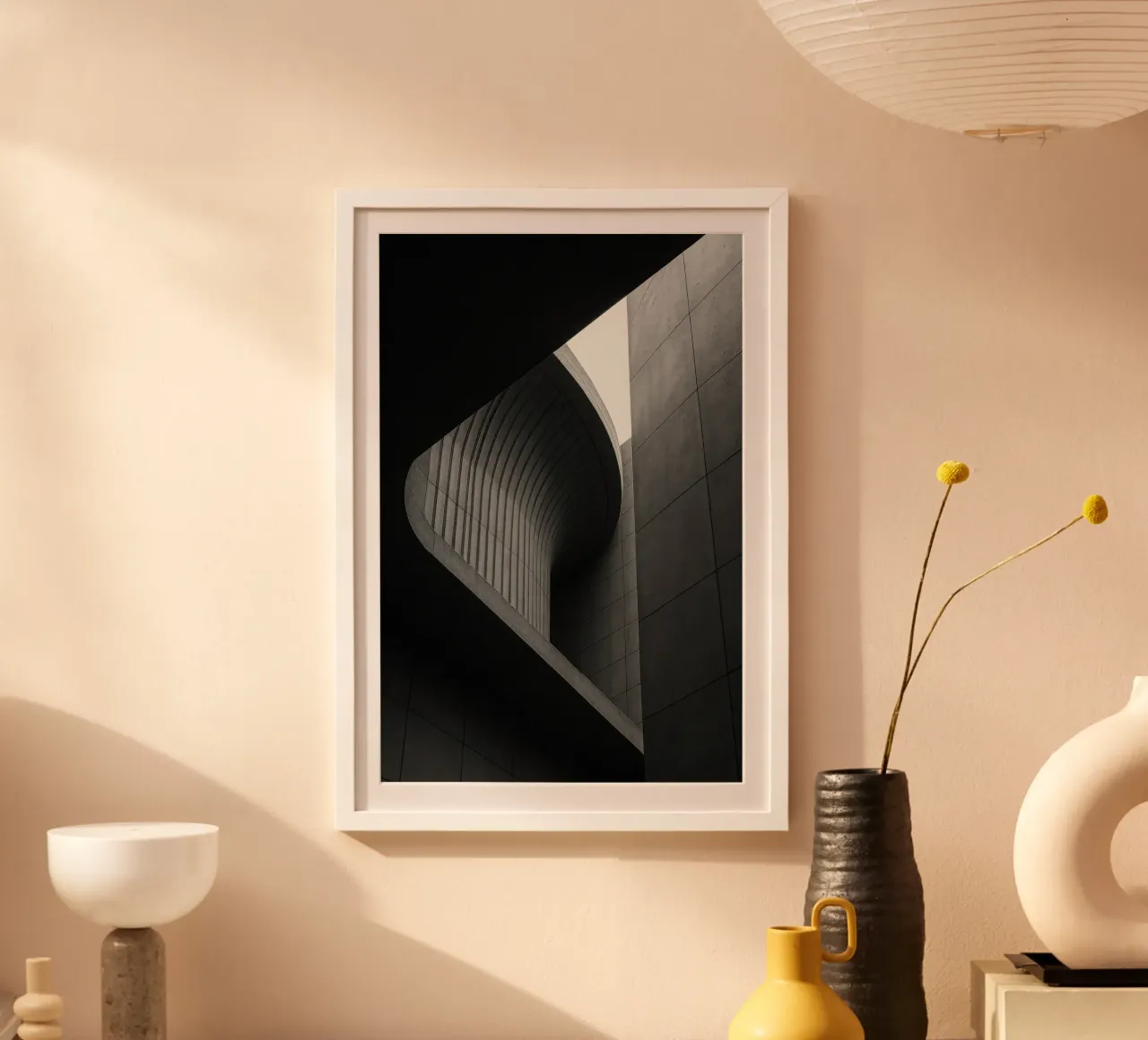 Berlino Abstrait - Courbes de Silence poster con telaio in alluminio da Black & White