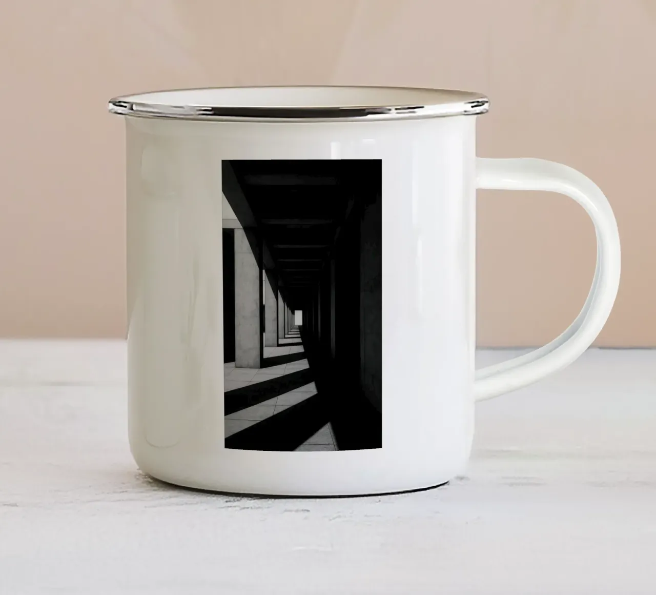 Berlin Infinie - Shadow Geometry enamel mug by Black & White