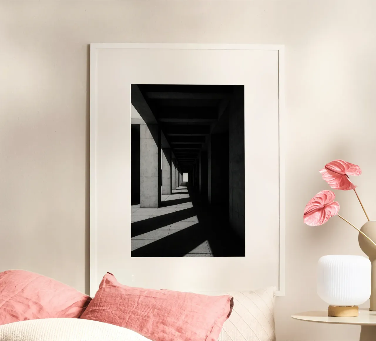 Berlino Infinie - Geometria delle ombre poster con telaio in alluminio da Black & White