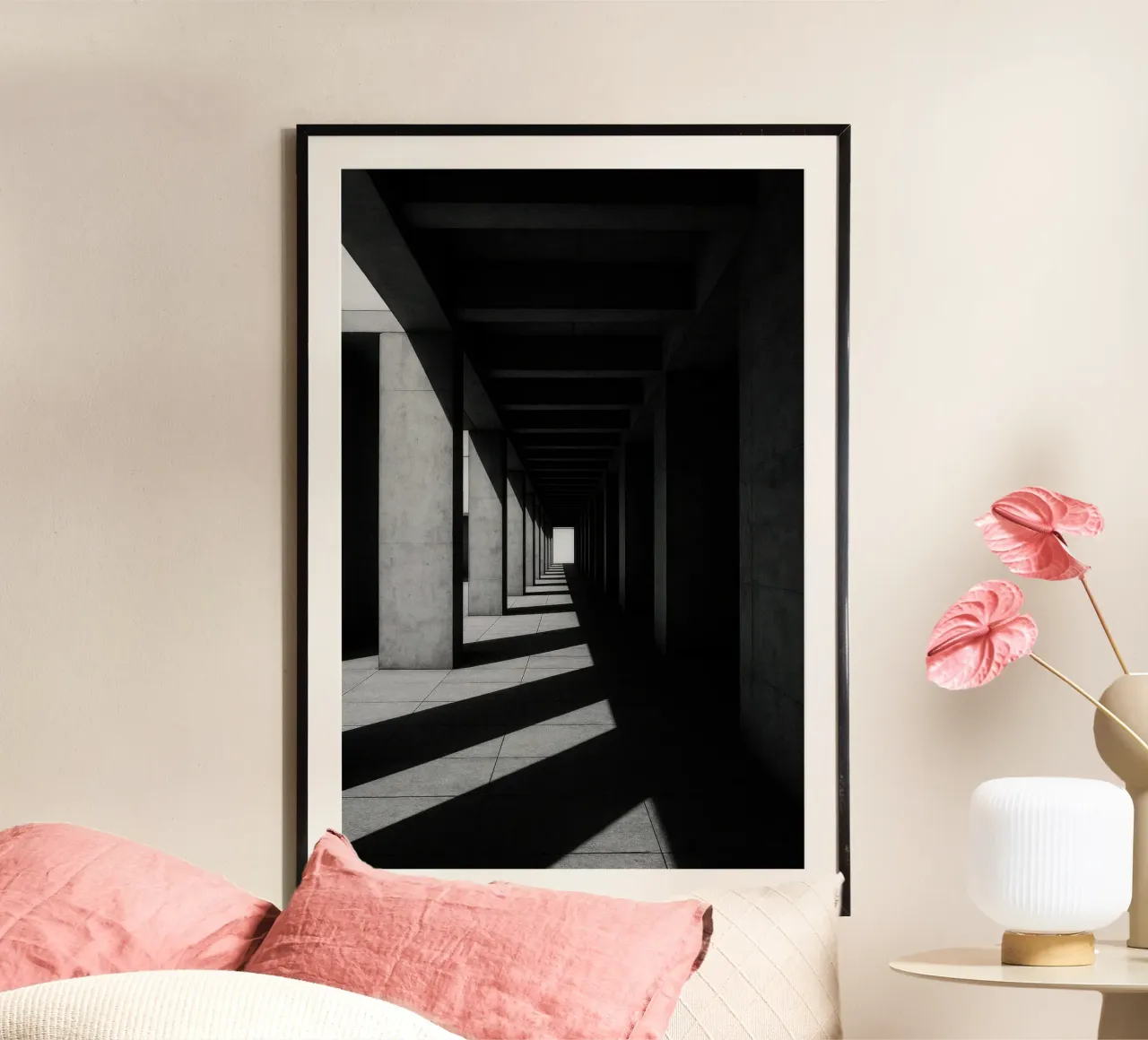 Berlino Infinie - Geometria delle ombre poster con telaio in alluminio da Black & White