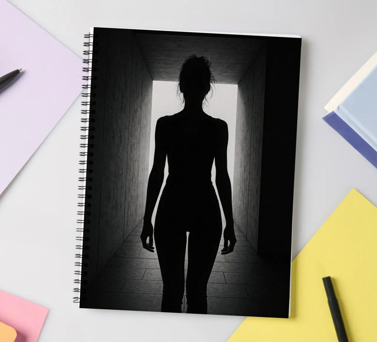Berlin - Silhouetted against the light spiral notebook by Black & White