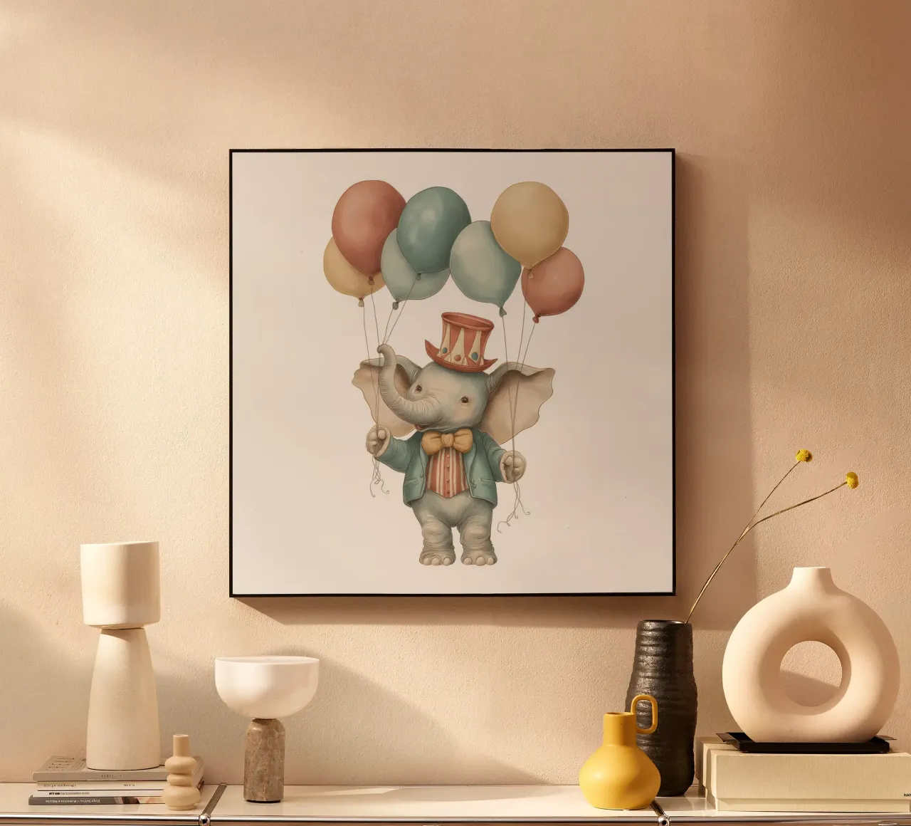 Elefante con palloncini per l'asilo nido alluminio dibond da Imagine