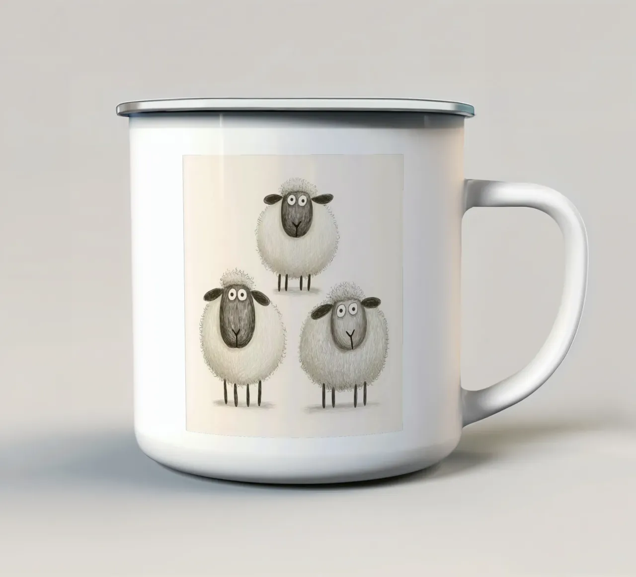 3 pecore per la nursery tazza in smalto da Imagine
