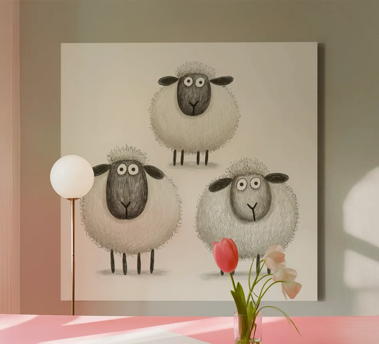 3 sheep for the nursery canvas by Imagine