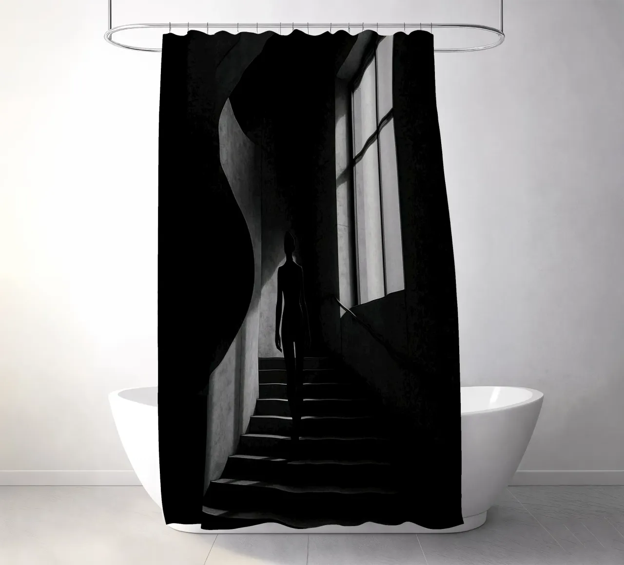 Berlin - Silent ascent, sensuality in the shadows shower curtain by Black & White