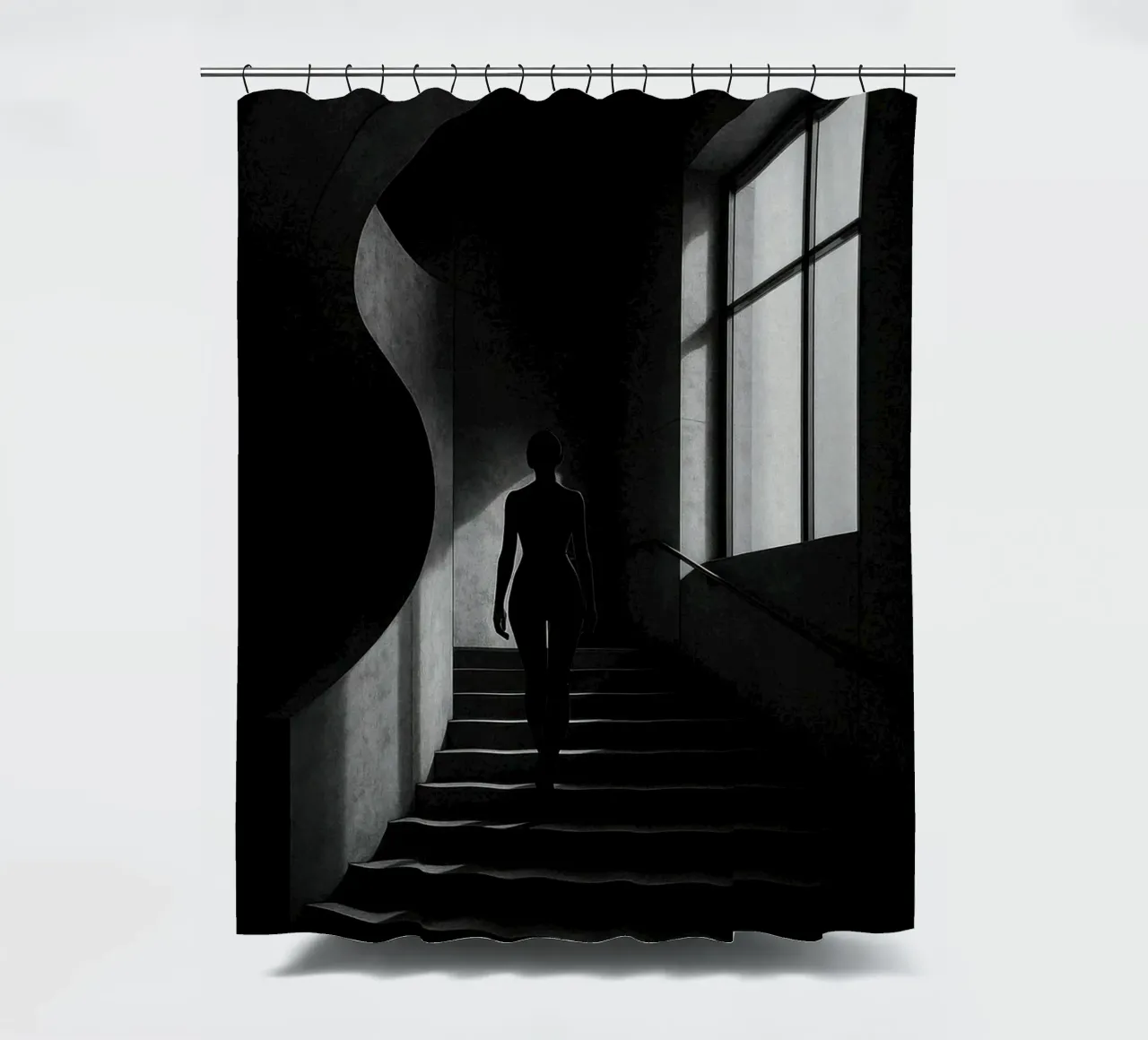 Berlin - Silent ascent, sensuality in the shadows shower curtain by Black & White