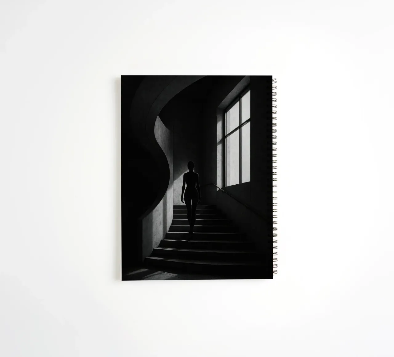 Berlin - Silent ascent, sensuality in the shadows spiral notebook by Black & White