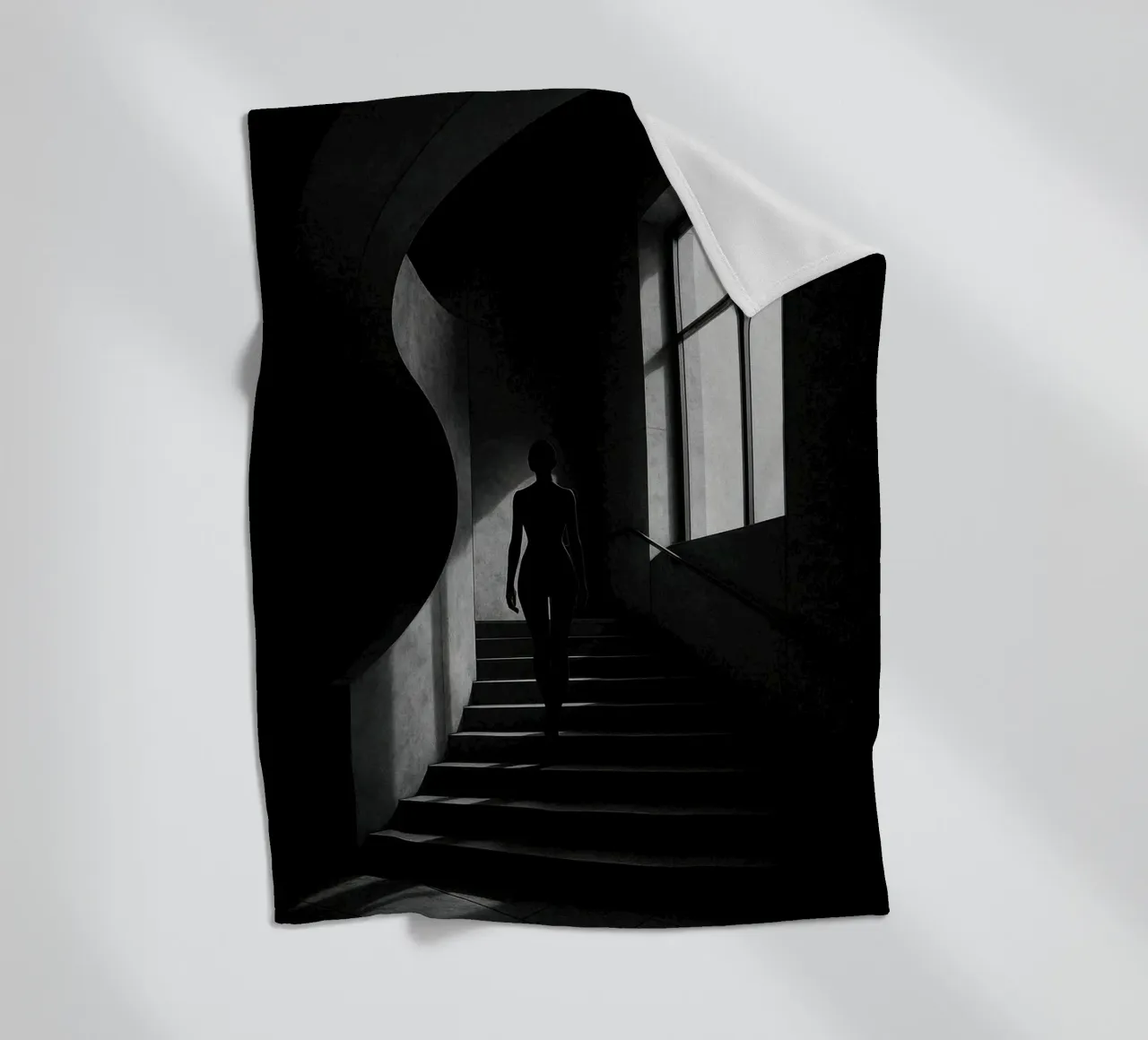 Berlin - Silent ascent, sensuality in the shadows fleece blanket by Black & White