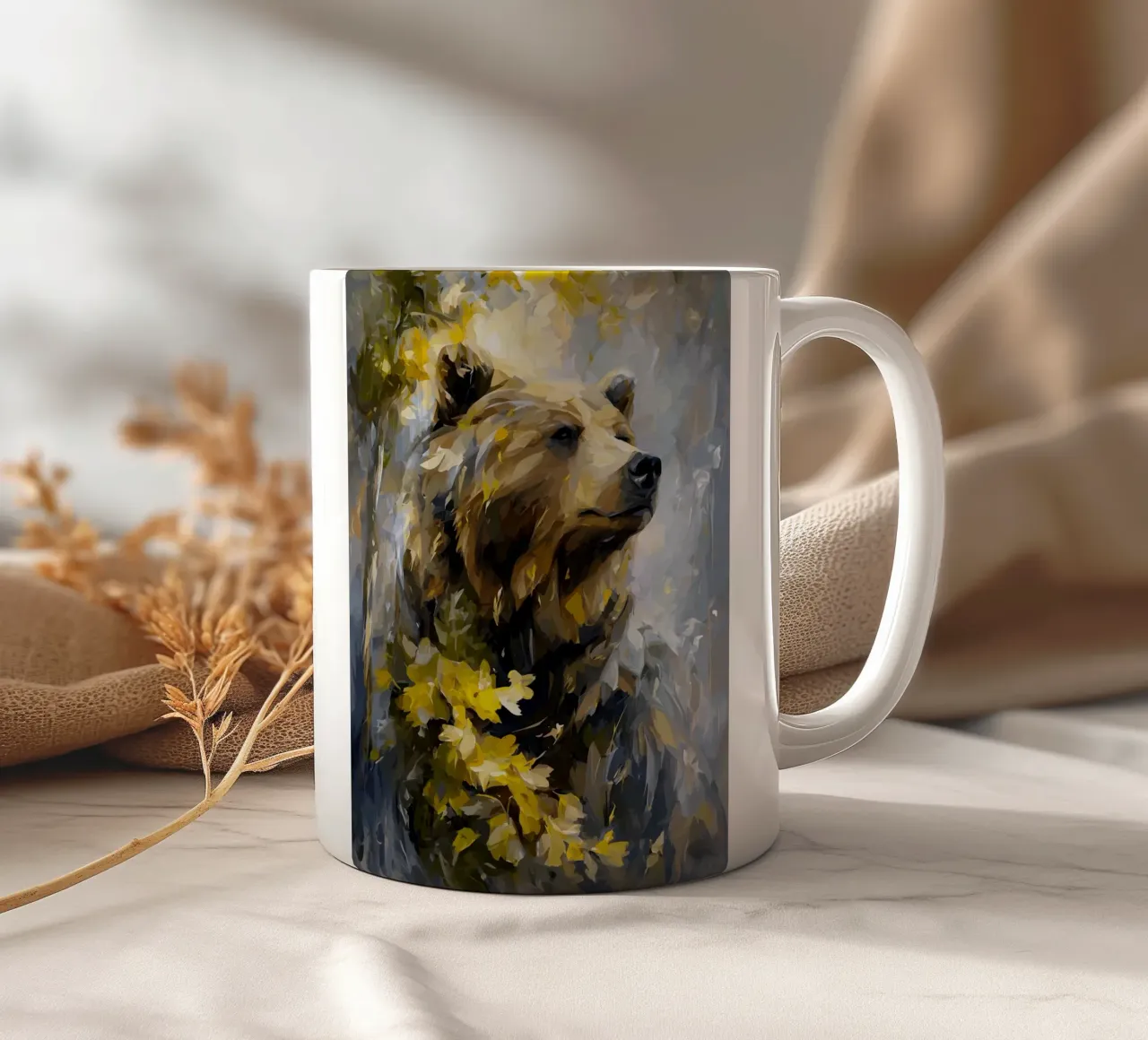 Bear Forest Golden tazza in ceramica da Mateo