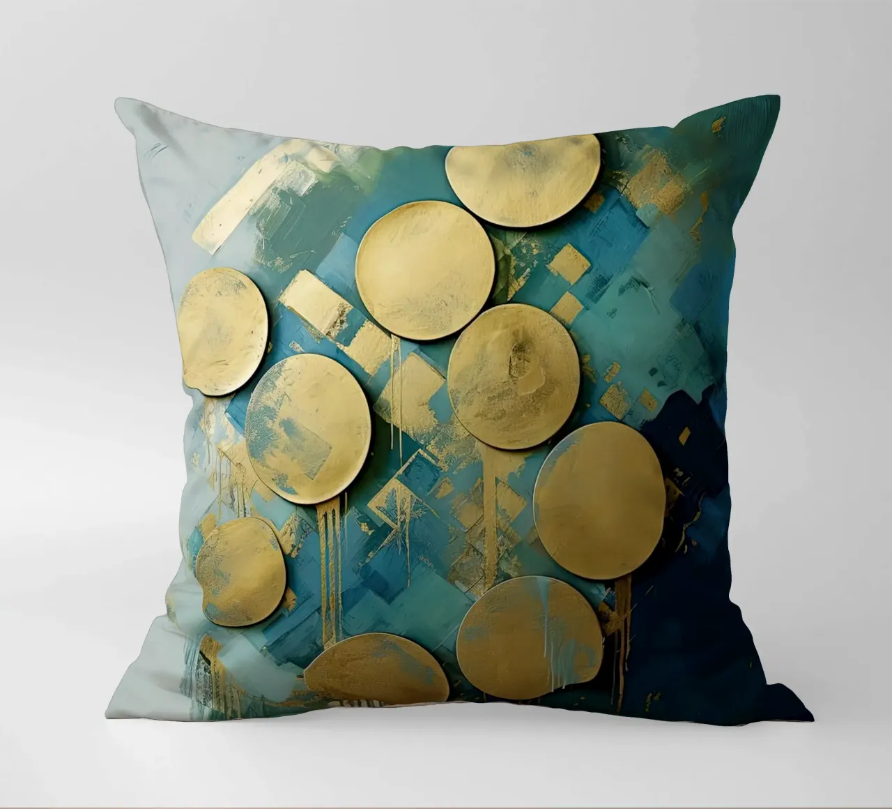 Golden circles decorative cushion by Imagine