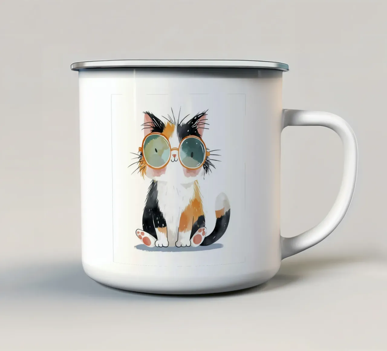 Gatto con occhiali tazza in smalto da Imagine