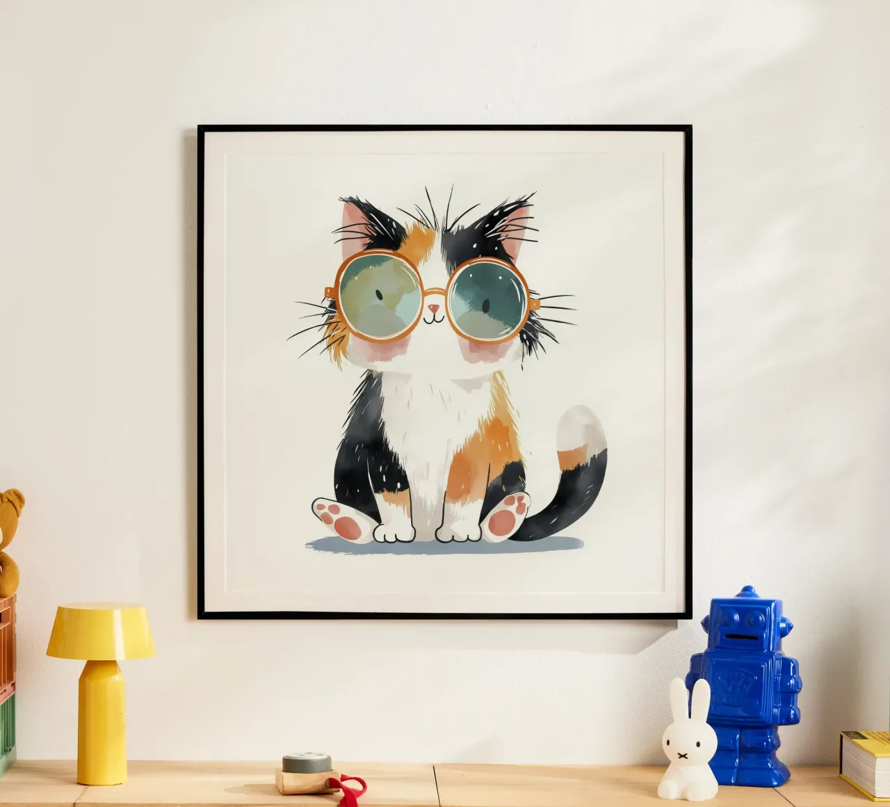Gatto con occhiali carta hahnemühle da Imagine