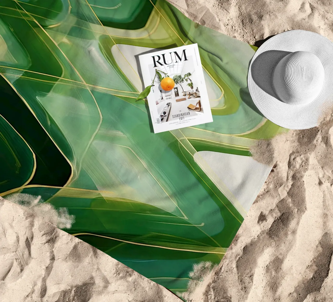 Green abstract beach towel by Imagine