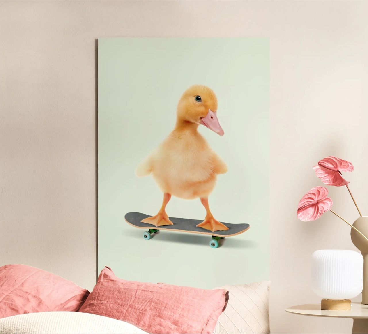 Skateboarding Duck alluminio dibond da Jonas Loose