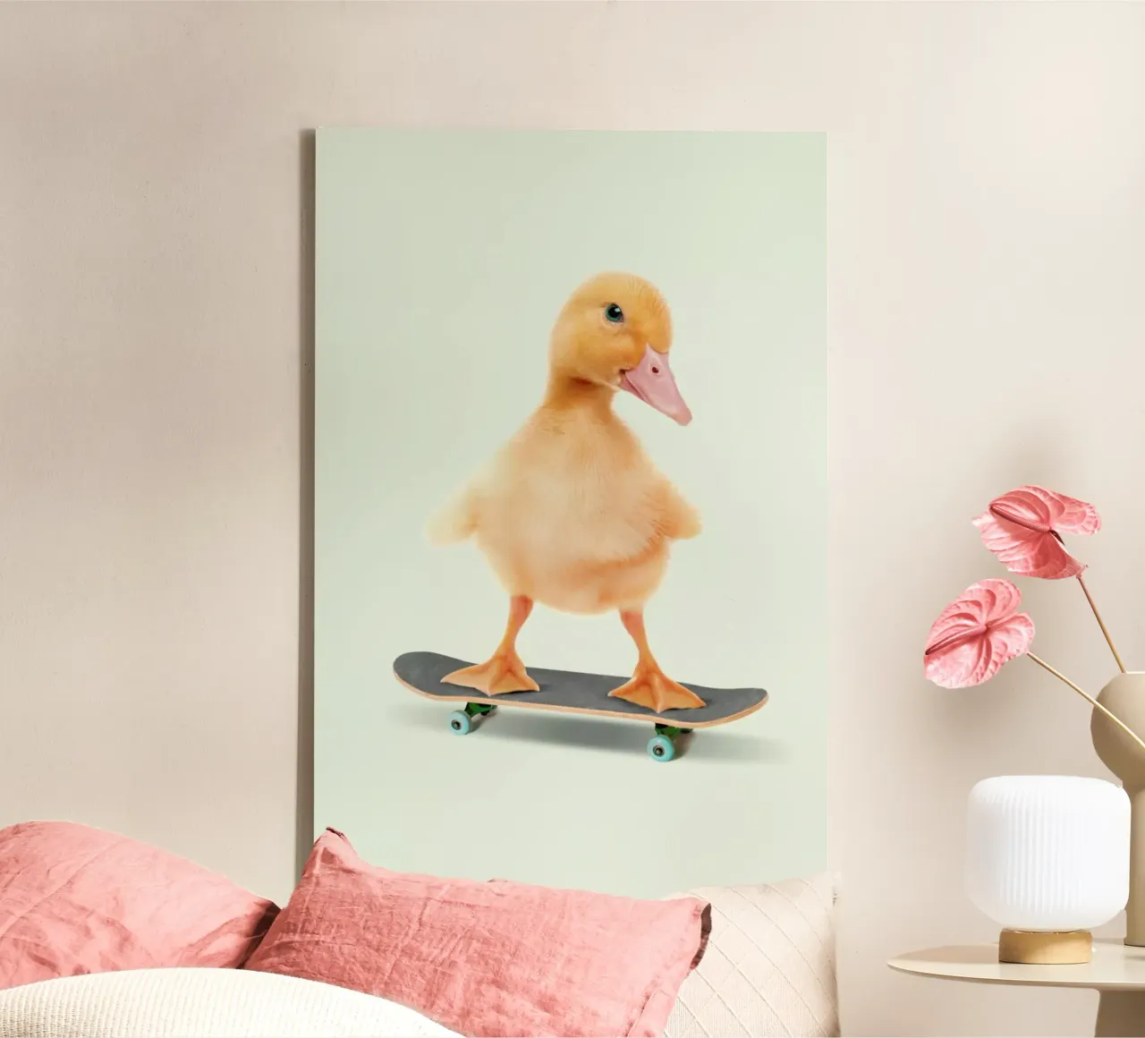 Skateboarding Duck tela con Cornice a cassetta da Jonas Loose