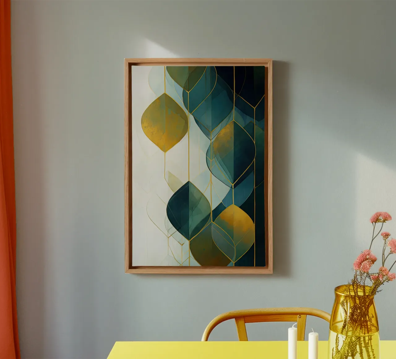 Abstract blad canvas met Baklijst van Imagine