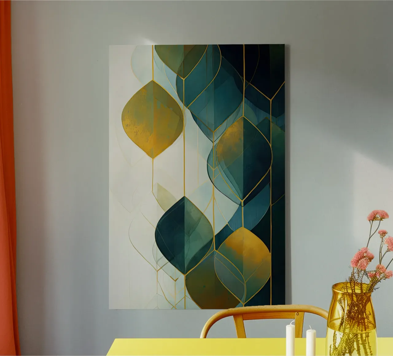 Abstract blad canvas met Baklijst van Imagine