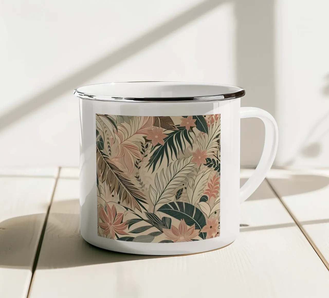 Foglie e fiori tropicali tazza in smalto da Digital Naive