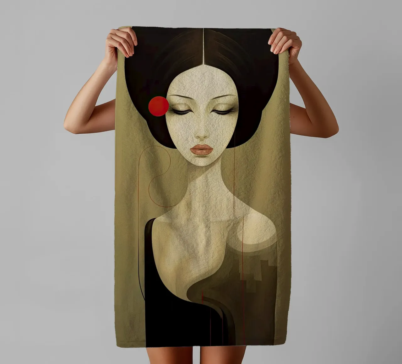 Surrealistic portret towel by Imagine