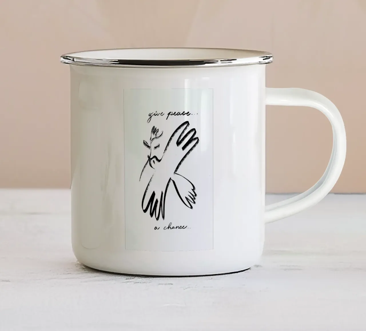 Dove of Peace tazza in smalto da Graphite