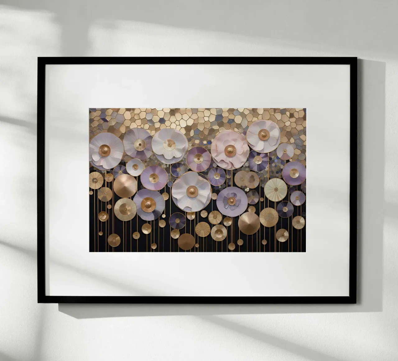 Fiori astratti viola e oro poster da Imagine