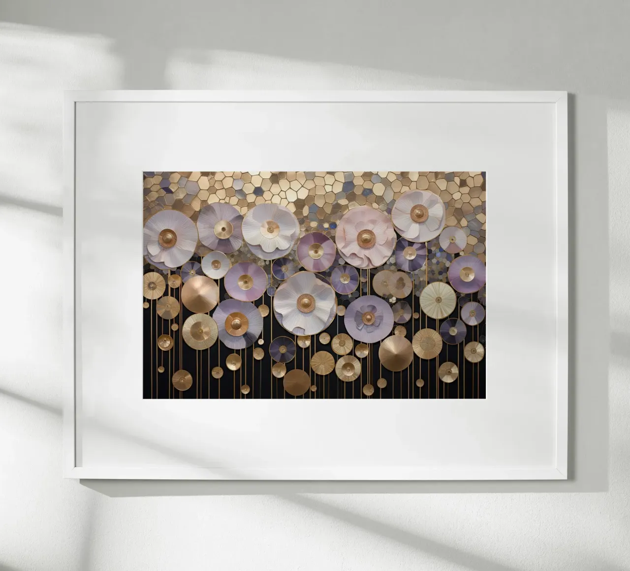 Fiori astratti viola e oro poster da Imagine