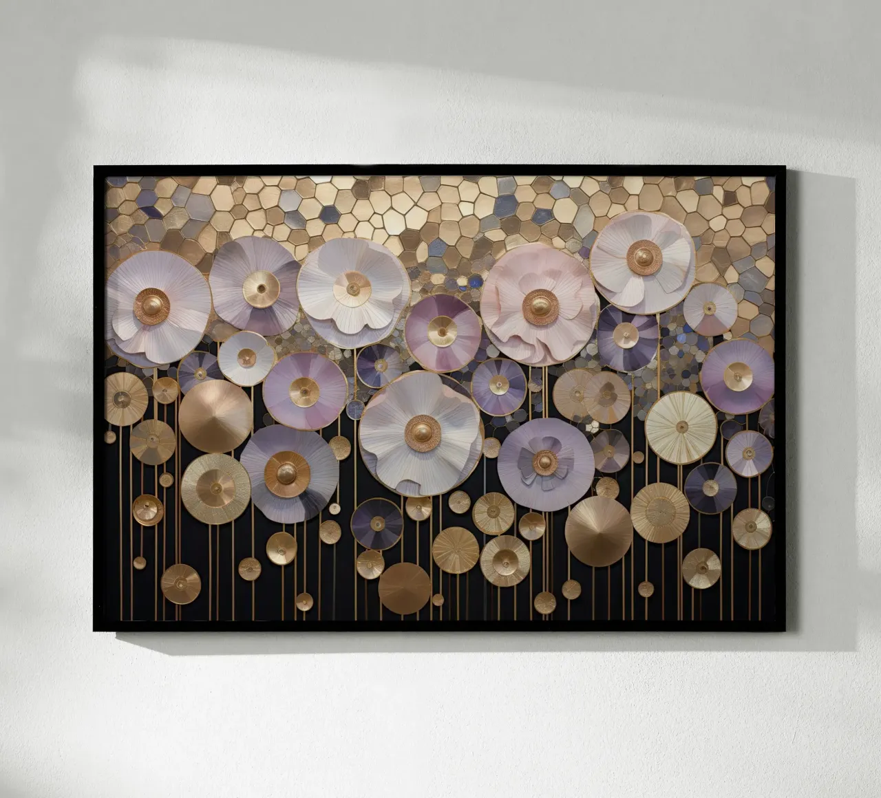 Fiori astratti viola e oro poster da Imagine