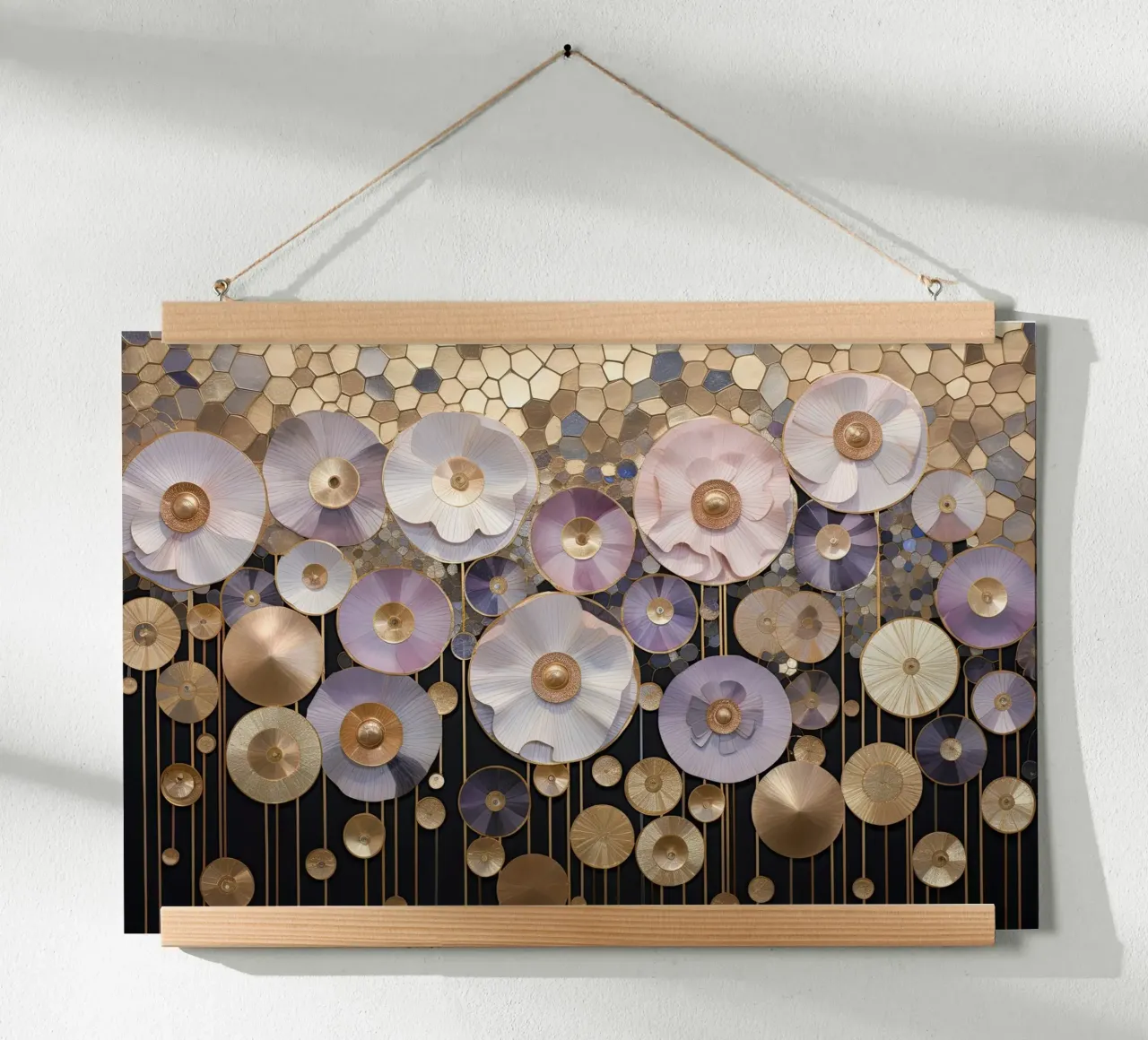 Fiori astratti viola e oro poster da Imagine