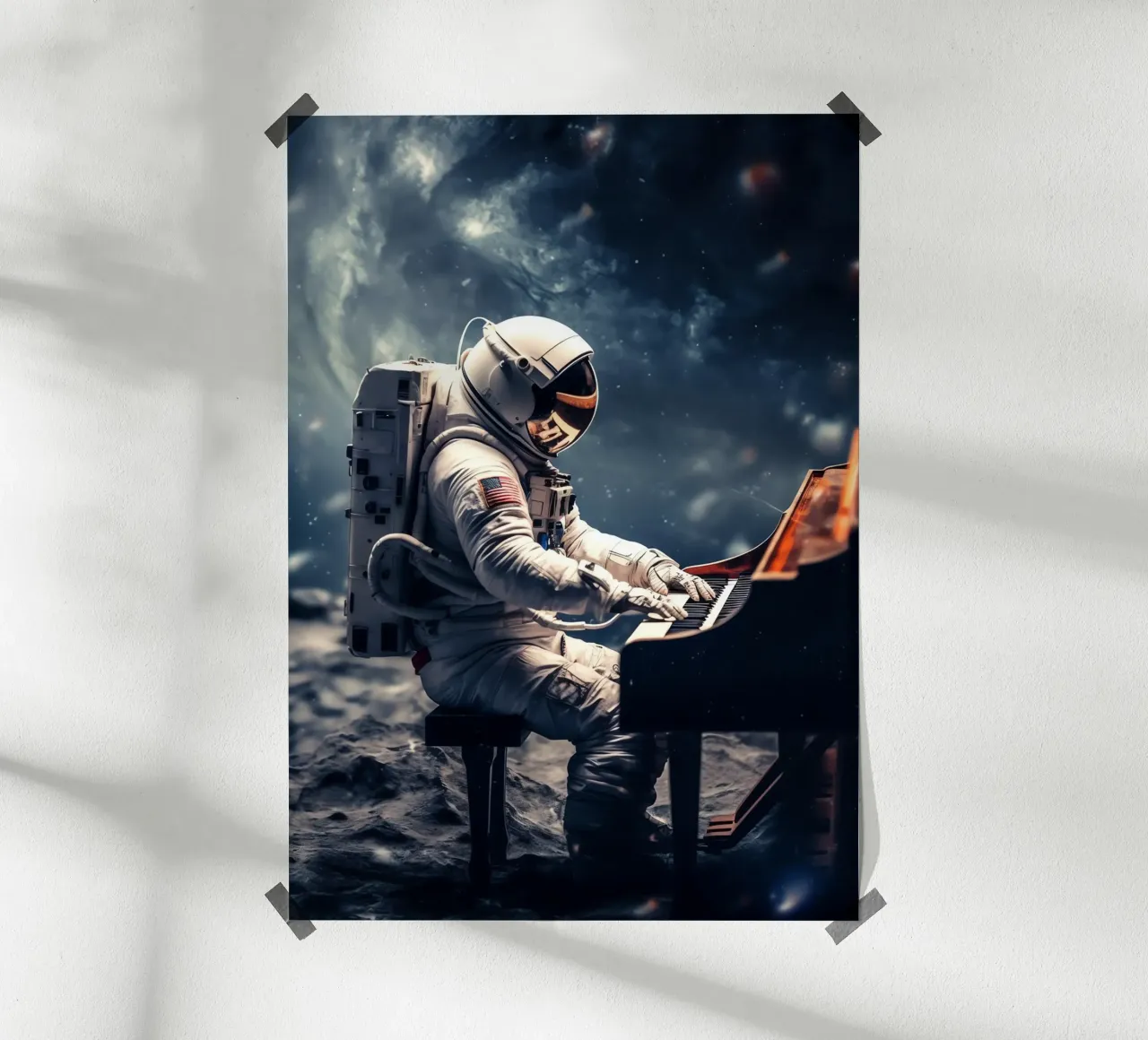 Astronaut, der Klavier spielt Poster von Fleur de Lys