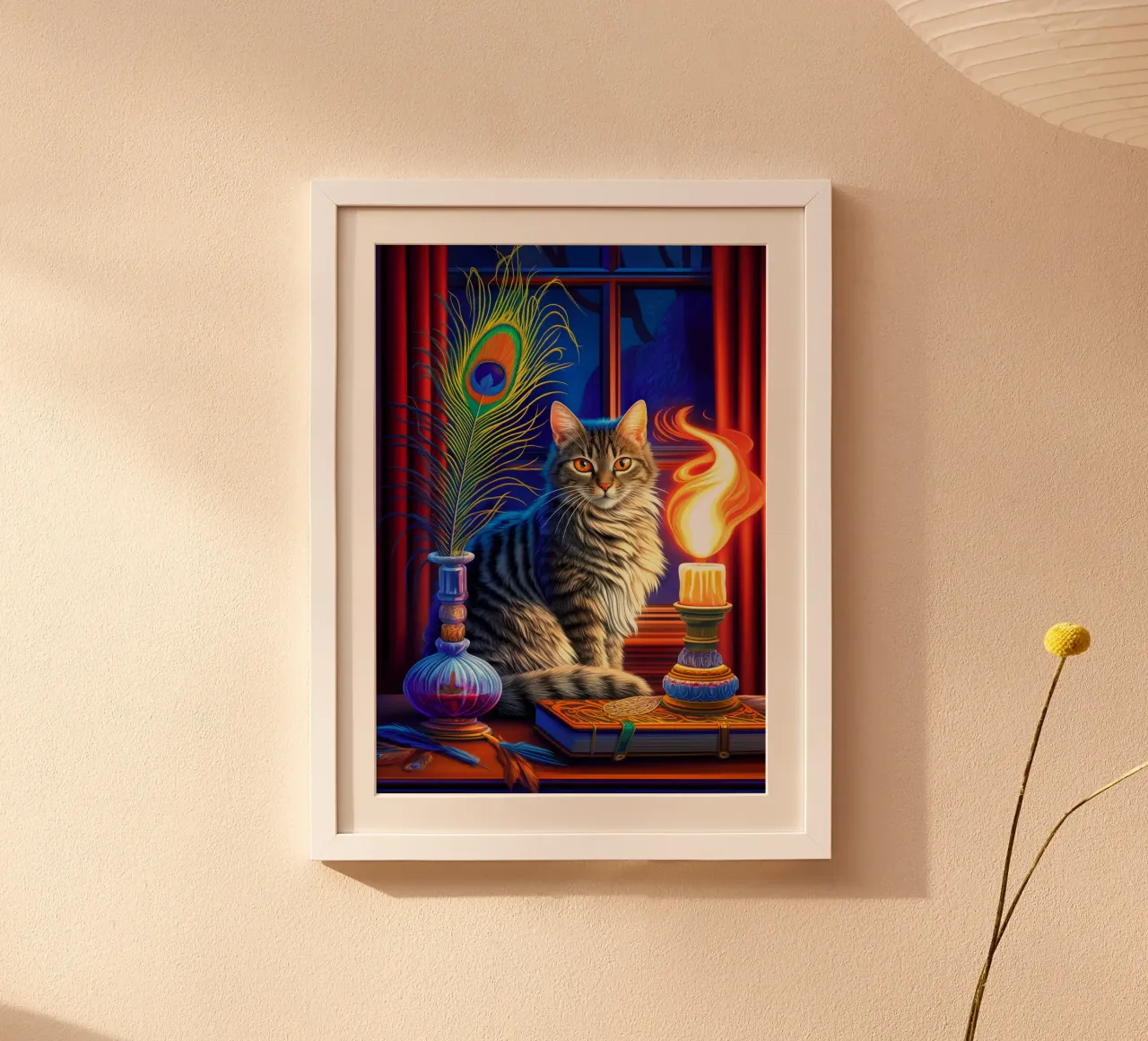 Gatto di Halloween poster con telaio in alluminio da Fleur de Lys