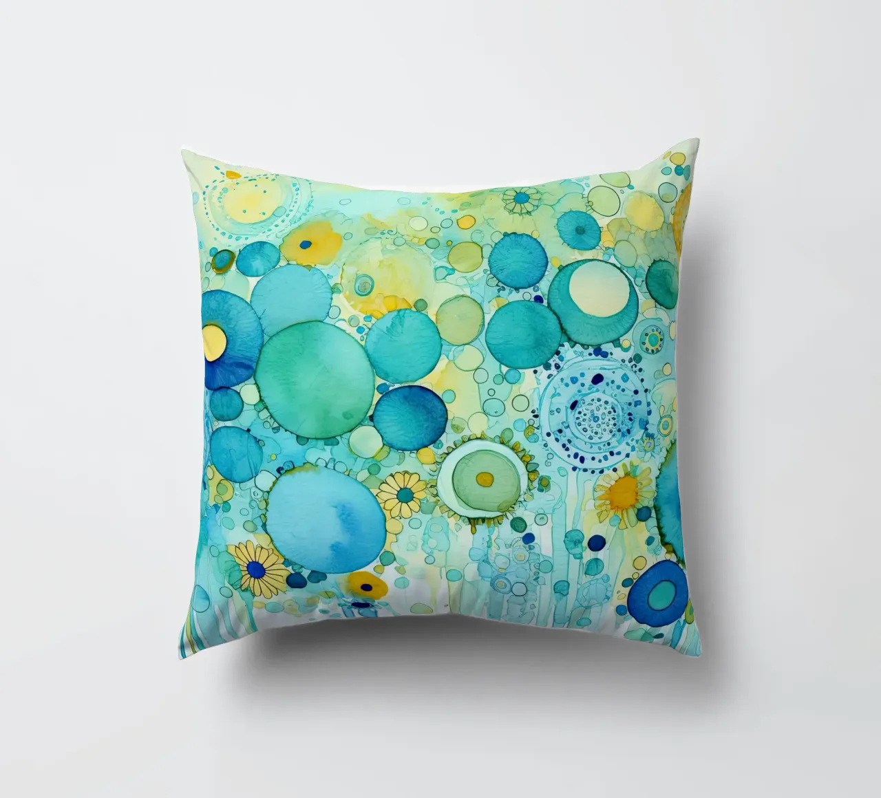 Fiori astratti dai colori blu cuscino da Imagine