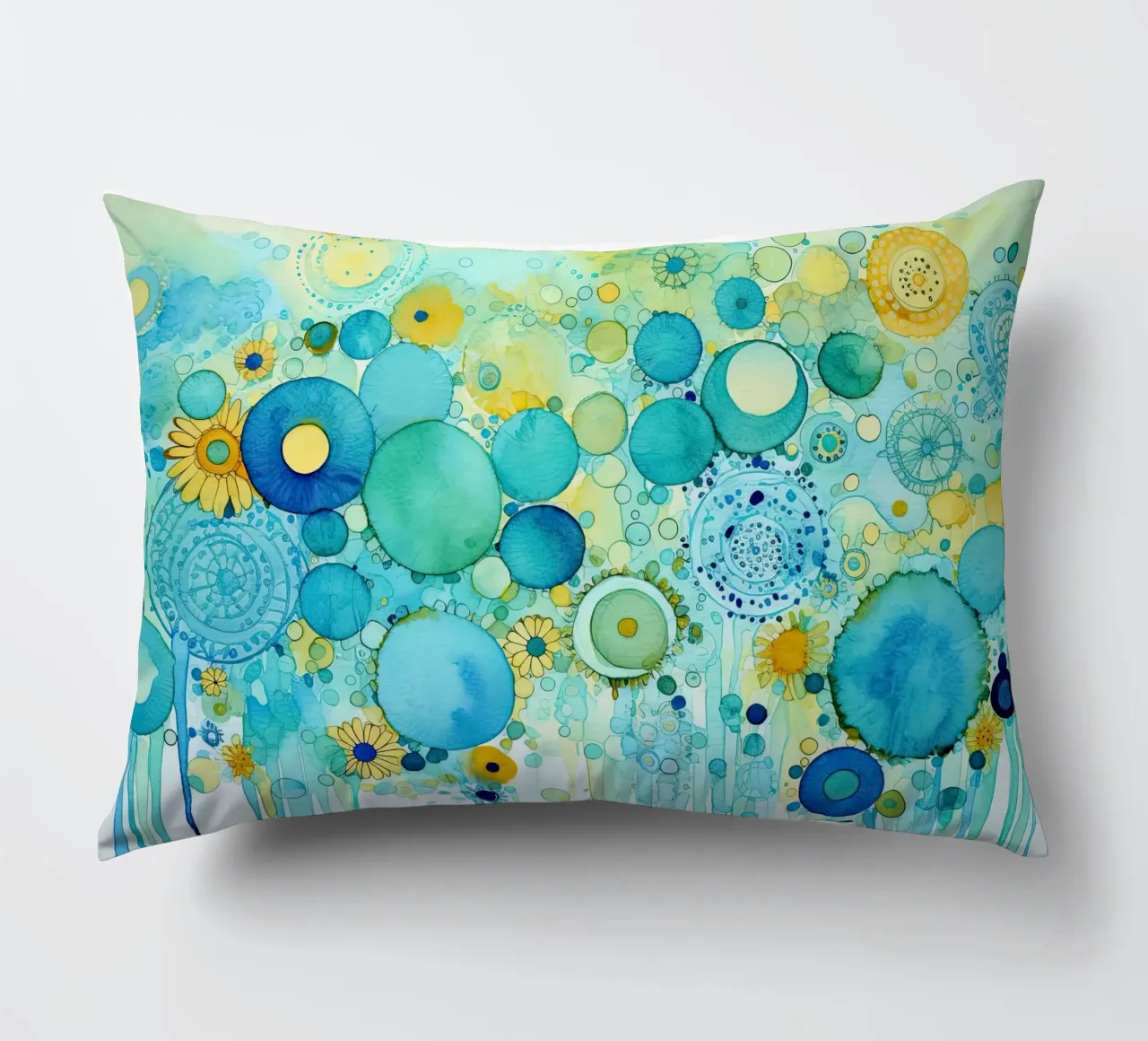 Fiori astratti dai colori blu cuscino da Imagine