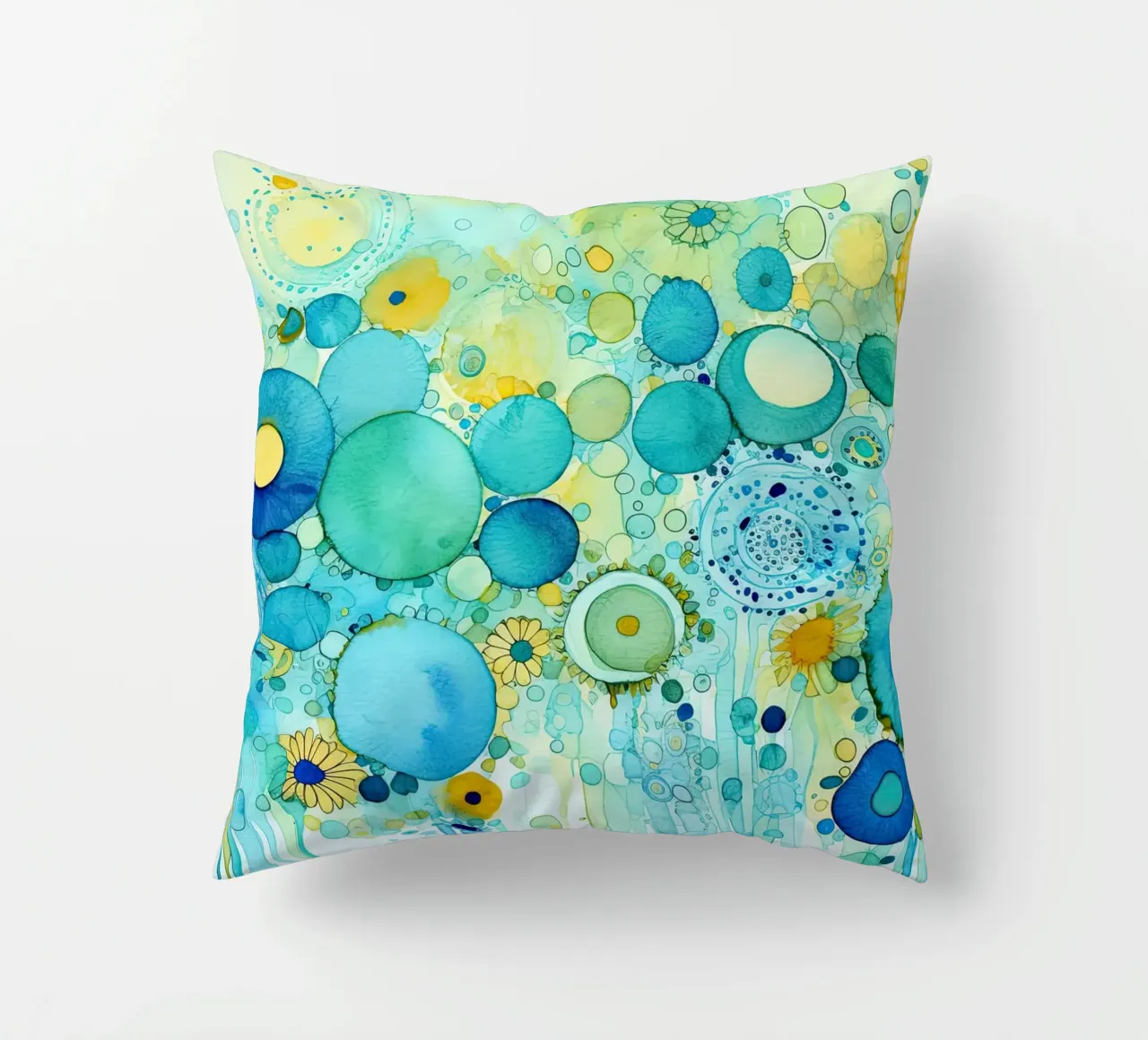 Fiori astratti dai colori blu cuscino da Imagine