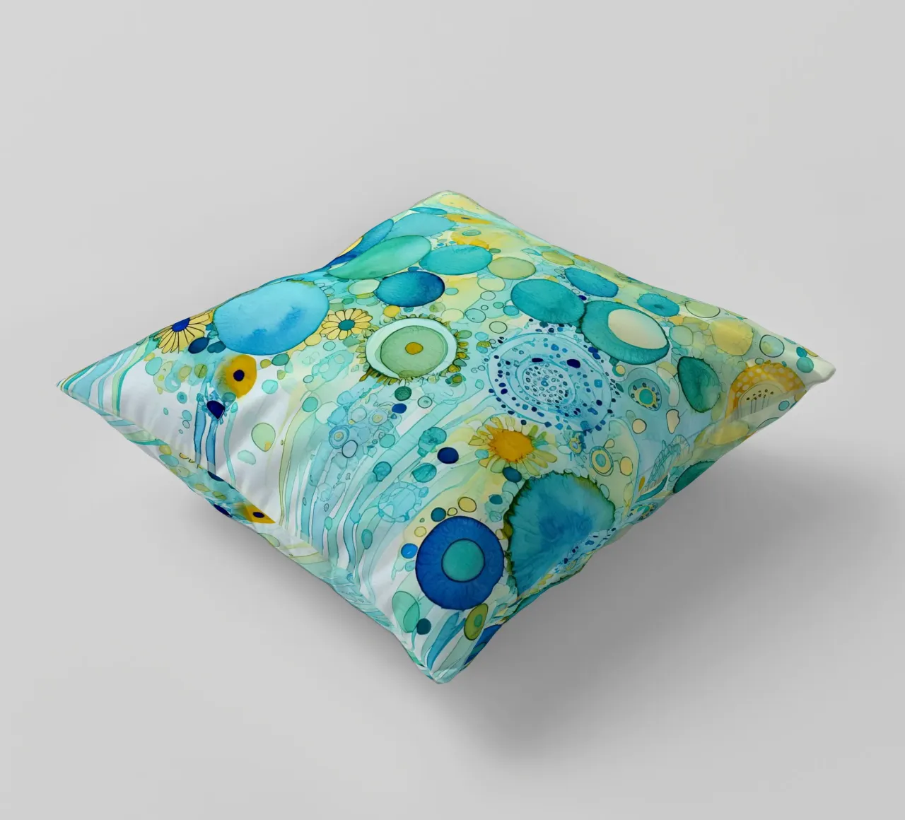 Fiori astratti dai colori blu cuscino da Imagine