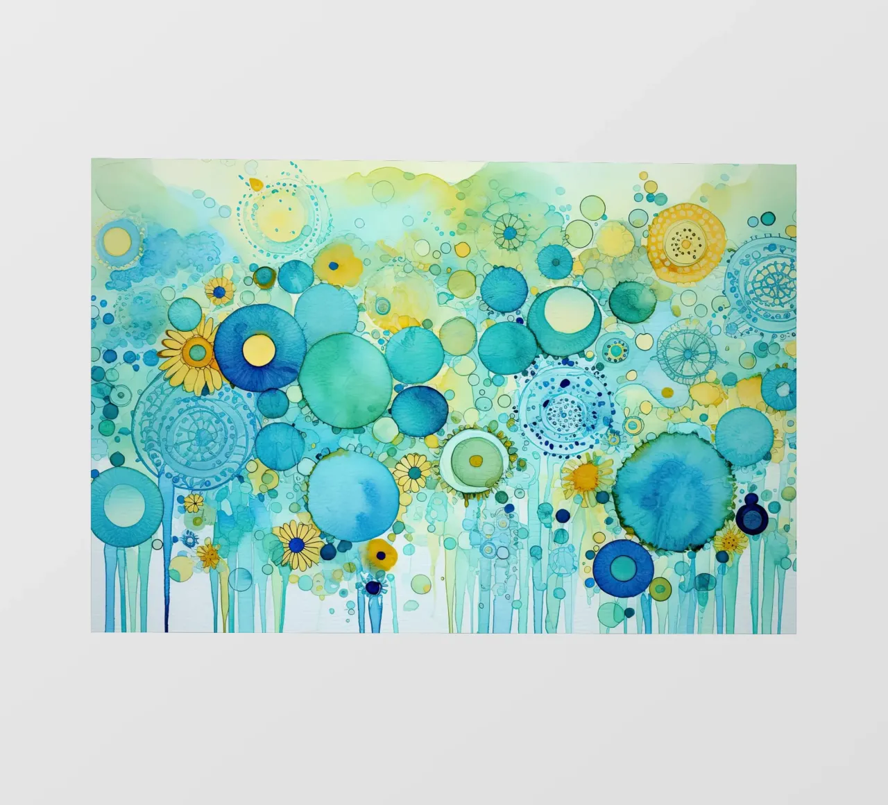 Fiori astratti dai colori blu telo in pvc da Imagine
