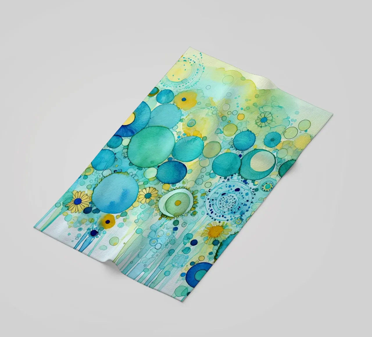 Fiori astratti dai colori blu telo mare da Imagine