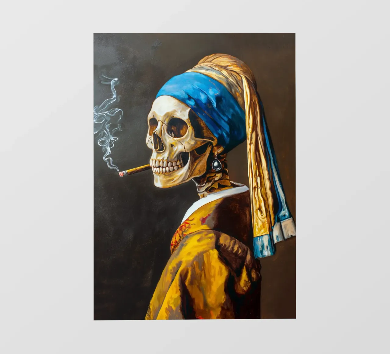 Ragazza scheletro che fuma telo in pvc da Fleur de Lys