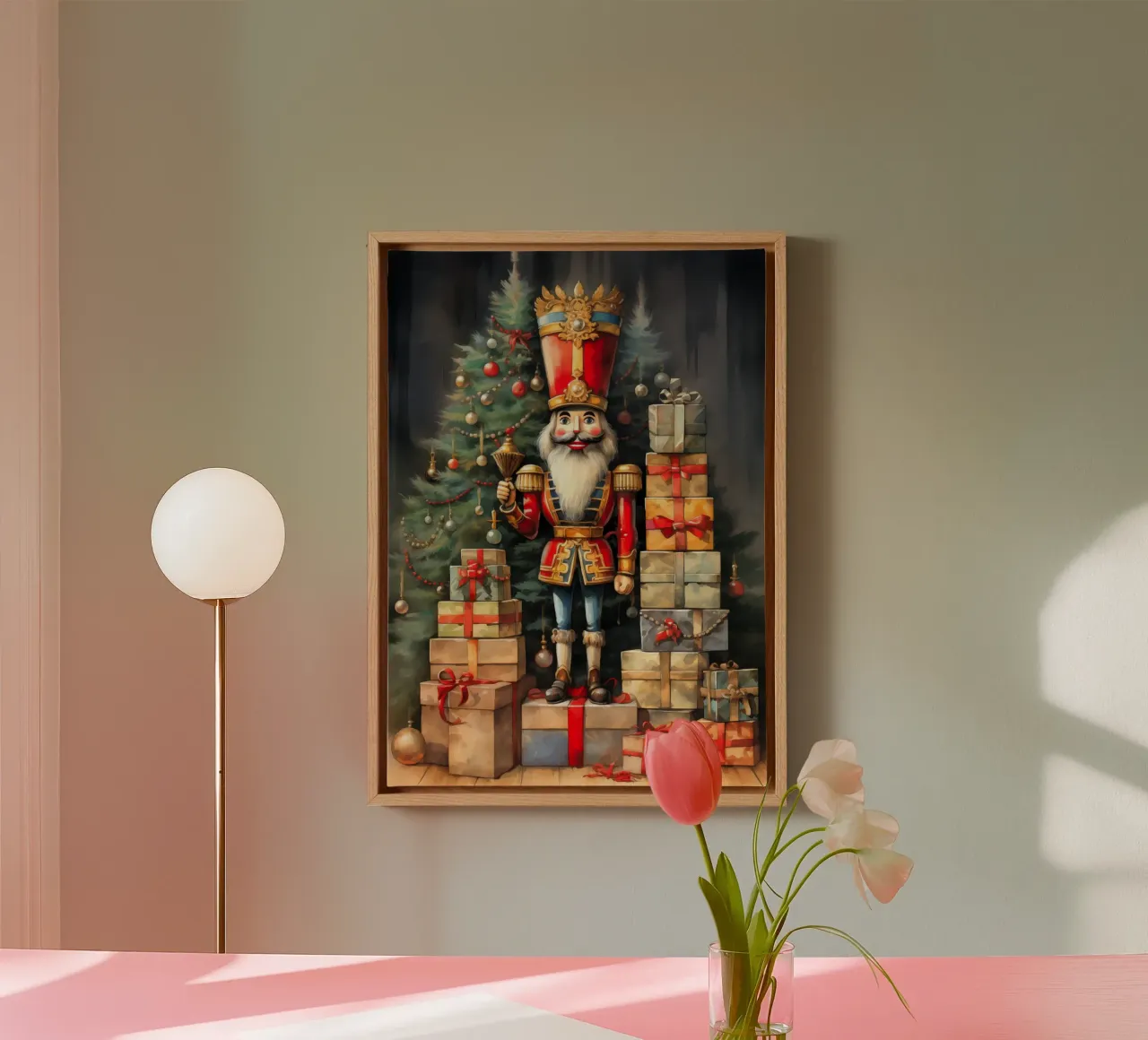Christmas Nutcracker canvas with Floater frame by Fleur de Lys